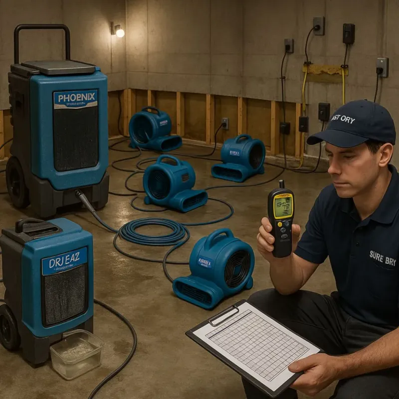 Structural Drying and Dehumidification process in Humboldt Hill, CA